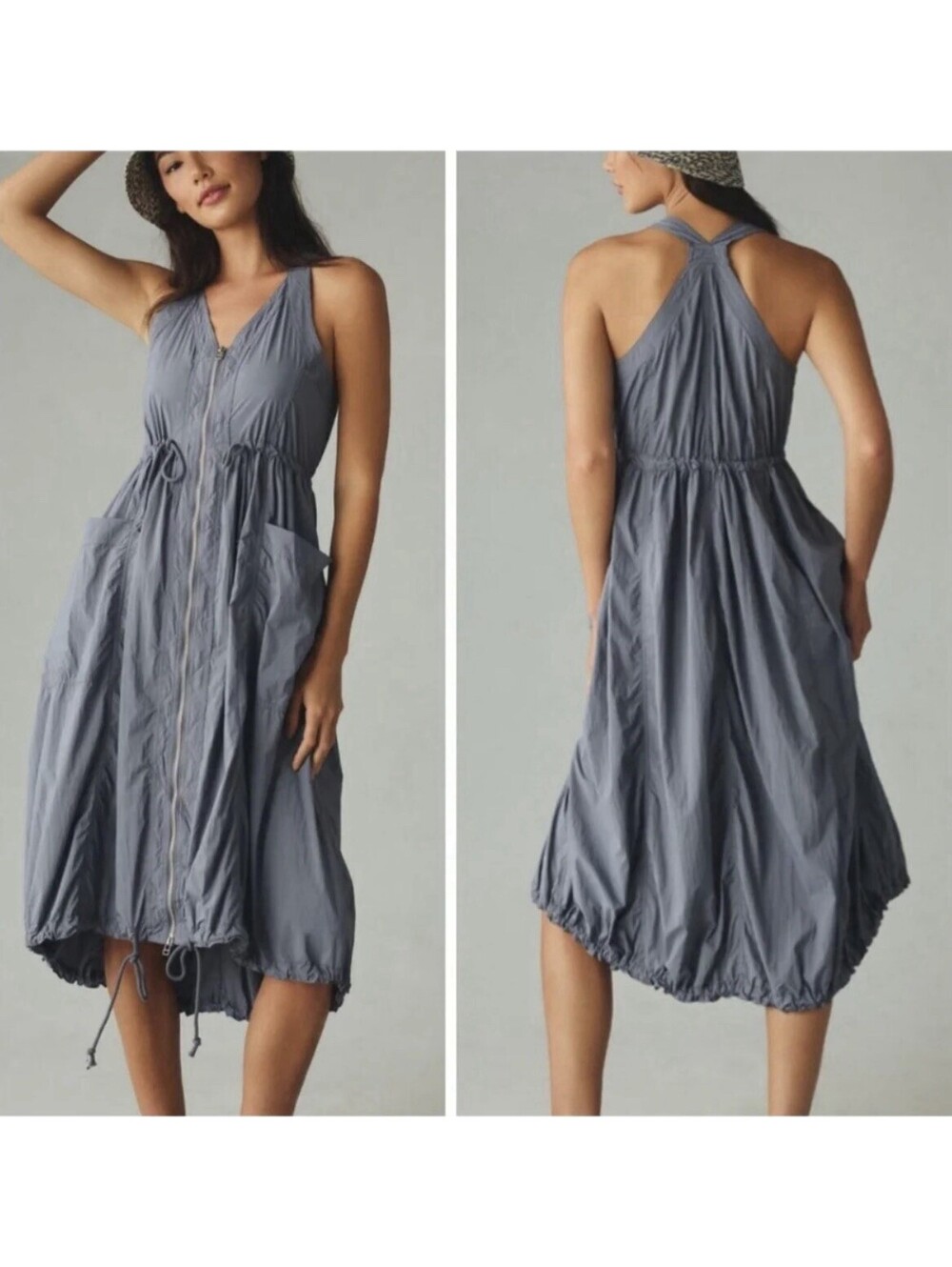 NWT Daily Practice Anthropologie Free Fall Drawstring Midi Dress MSRP $128 SMALL